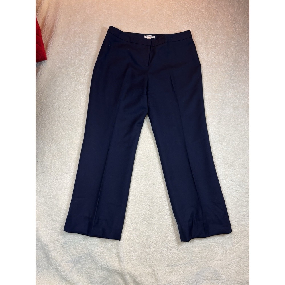 Pendleton Straight Leg Pants Women 12 Navy Blue Wool Blend Trousers